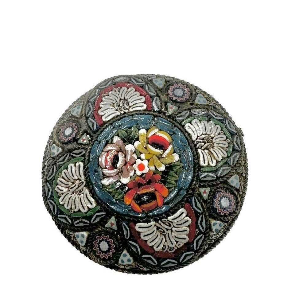 Vintage estate Italian micro mosaic floral brooch